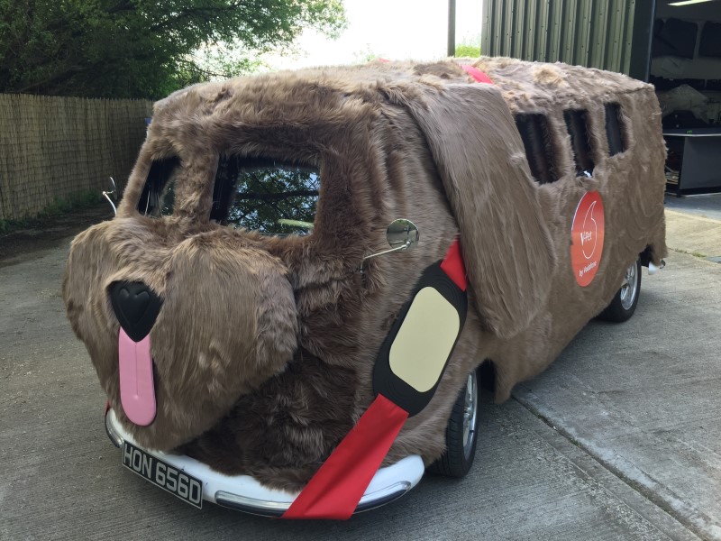 V Pet Vodafone Brown furry dog VW Camper Van