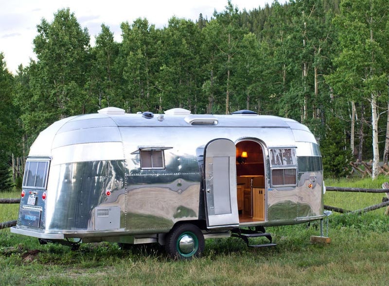 Little Beauty Vintage Airstream Trailer Hire with chrome finish