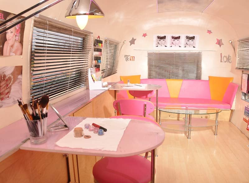 Little Beauty vintage Airstream hire - internal salon interior
