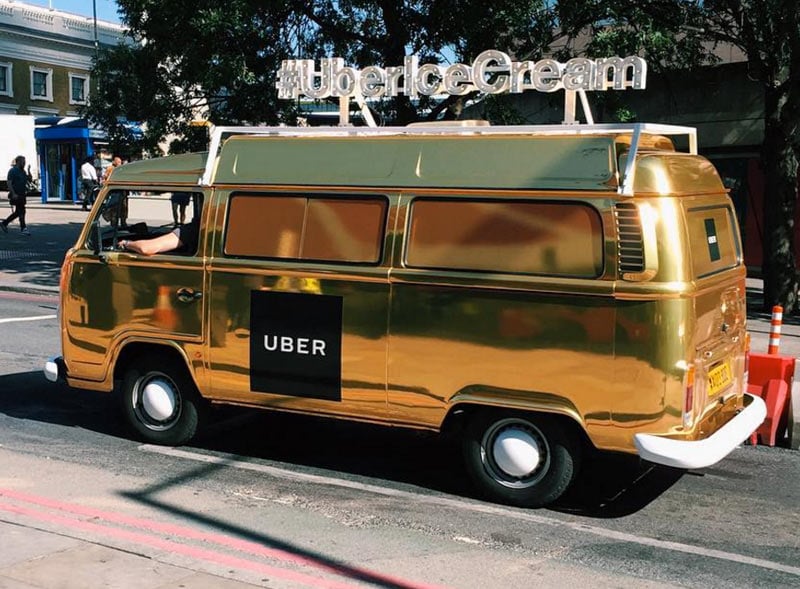 Gold Wrapped Uber Branded VW Camper Van Hire