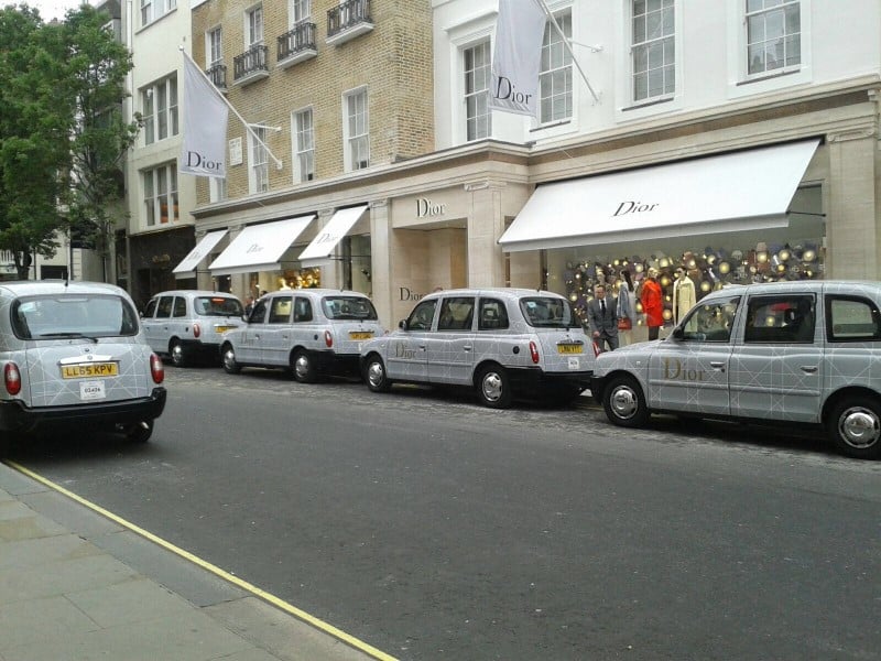 Dior branded grey taxi London Cab fleet