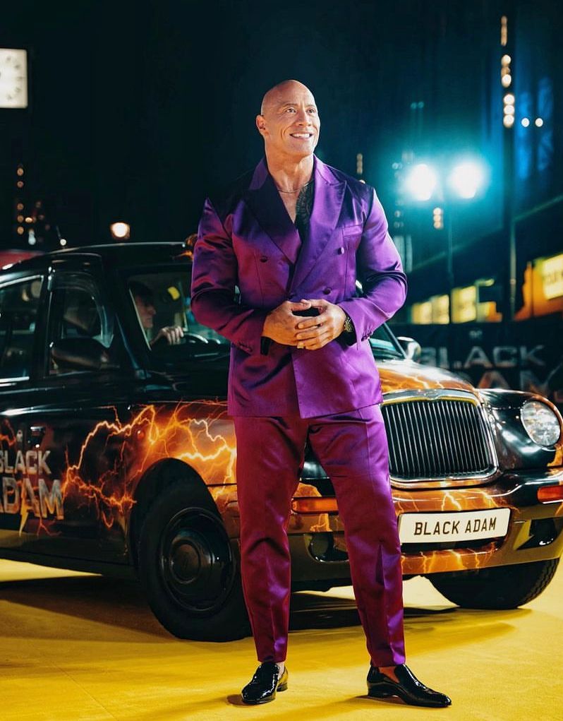 Black Adam The Rock Purple Suit Orange Flames London Black Cab Taxi Hackney Carriage